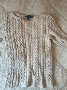 Ralph Lauren Cable Knit Crewneck Sweater - Cream